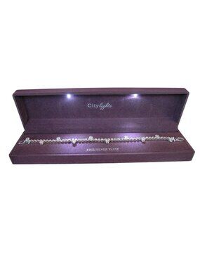 City Lights Cubic Zirconia Tennis Bracelet, Silver Plated